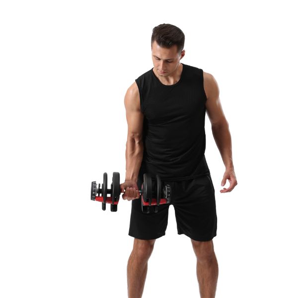 24kg Adjustable Dumbbell Model Bicep Curl 600px