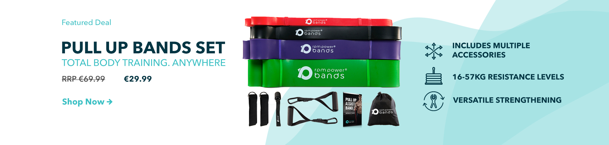 Pull Up Bands Set of 4 category banner for desktop with pricing
