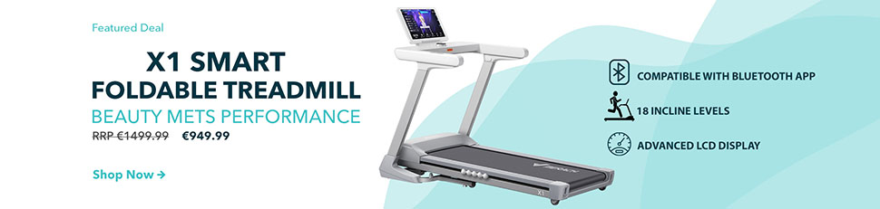 X1 Smart Folding Treadmill category banner for mobile with pricing