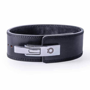 The RPM Power Powerlifting Belt with silver steel buckle against a white background.