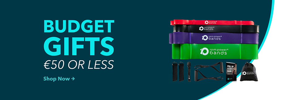 Banner image of fitness gifts under 50 euro with image of pull up bands set and accessories